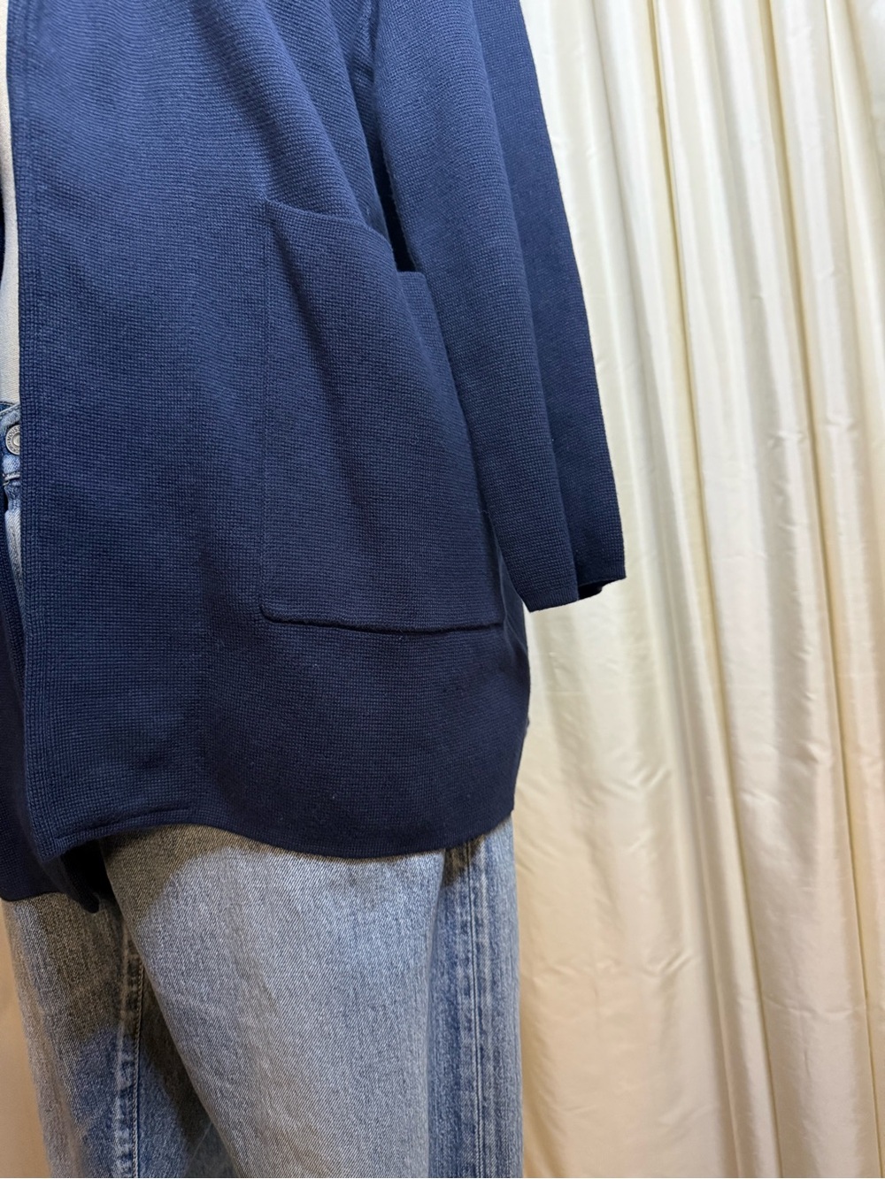 Quince Navy Open-Front Knit Blazer - Picture 8 of 11